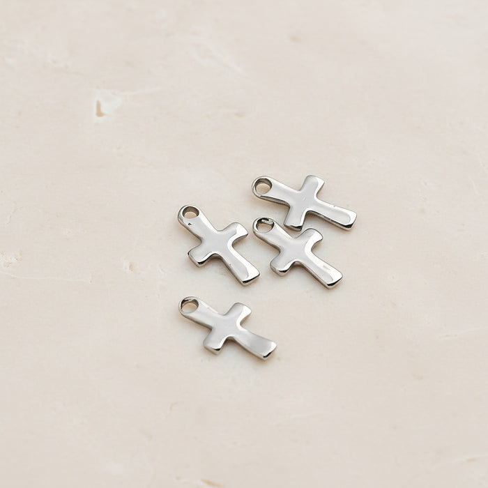 Cross Surgical Steel Charm, 4 Pc - detail view 2 (SG.260)