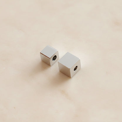 Square Pass-Through Surgical Steel Cube Bead, 1pc (SG.426)