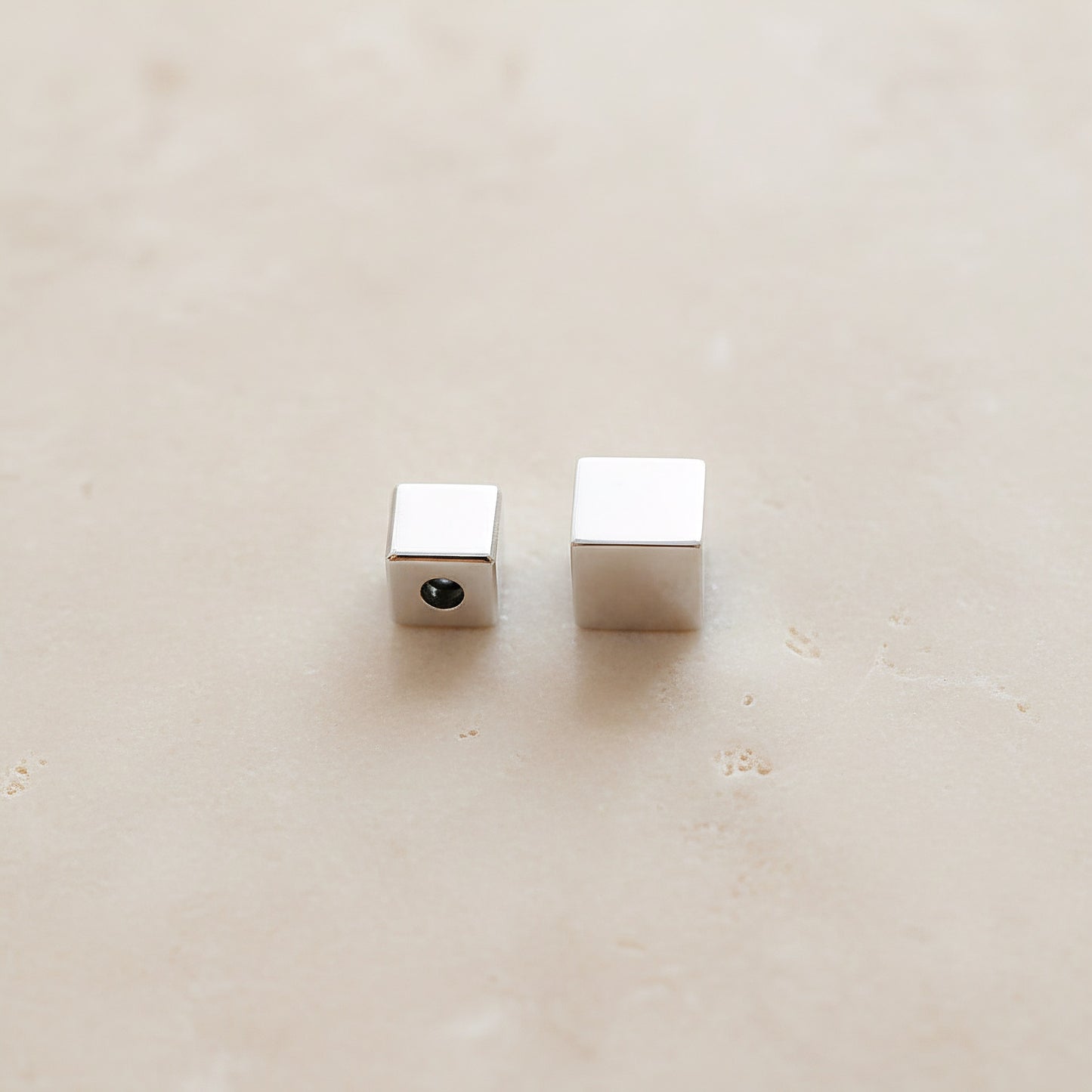Square Pass-Through Surgical Steel Cube Bead, 1pc (SG.426)