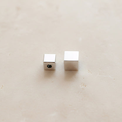 Square Pass-Through Surgical Steel Cube Bead, 1pc (SG.426)