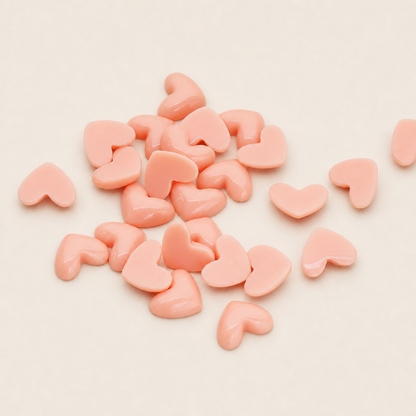 Tiny heart flat back cabochons in various colors