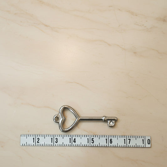 Heart Key Surgical Steel Pendant, 2 Pc (SG.135)