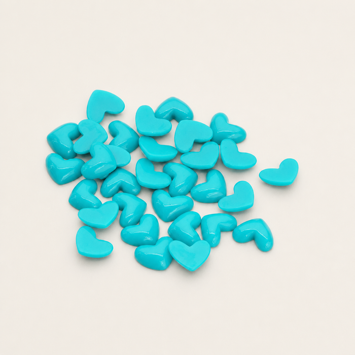 Tiny heart flat back cabochons in various colors