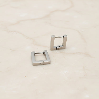 Square Surgical Steel One-Touch Earring Finding, 2 pc - detail view 1 (SG.607)