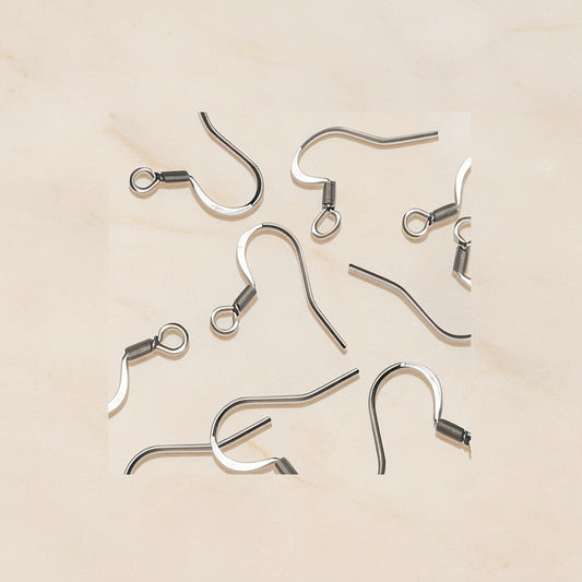 Spring Coil Fish Hook Surgical Steel Ear Wire, 4 pc (SG.599)
