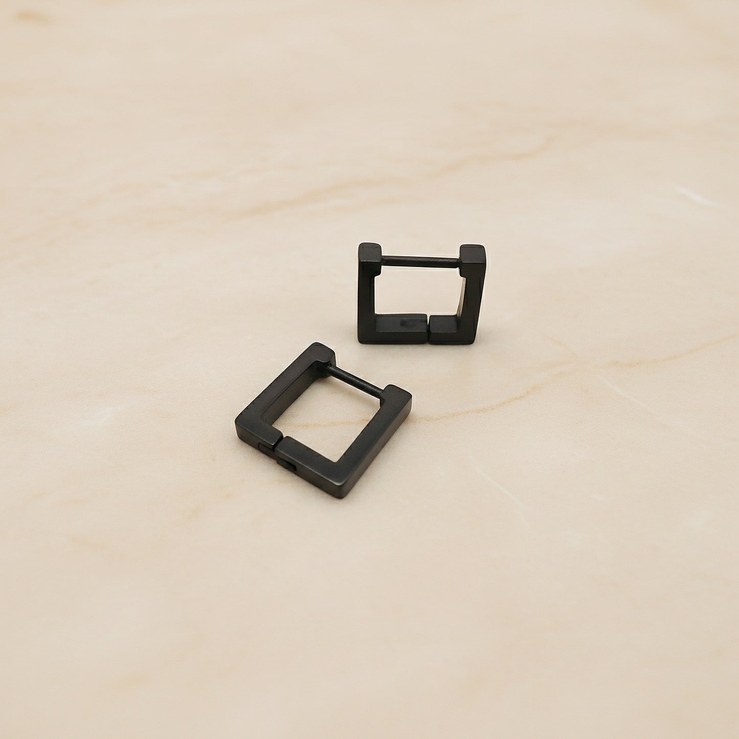 Square Surgical Steel One-Touch Earring Finding, 2 pc - detail view 2 (SG.607)