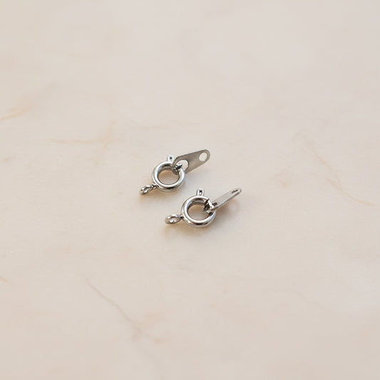Round Surgical Steel 6mm Spring Ring Clasp with Bar, 5 Sets (SG.044)