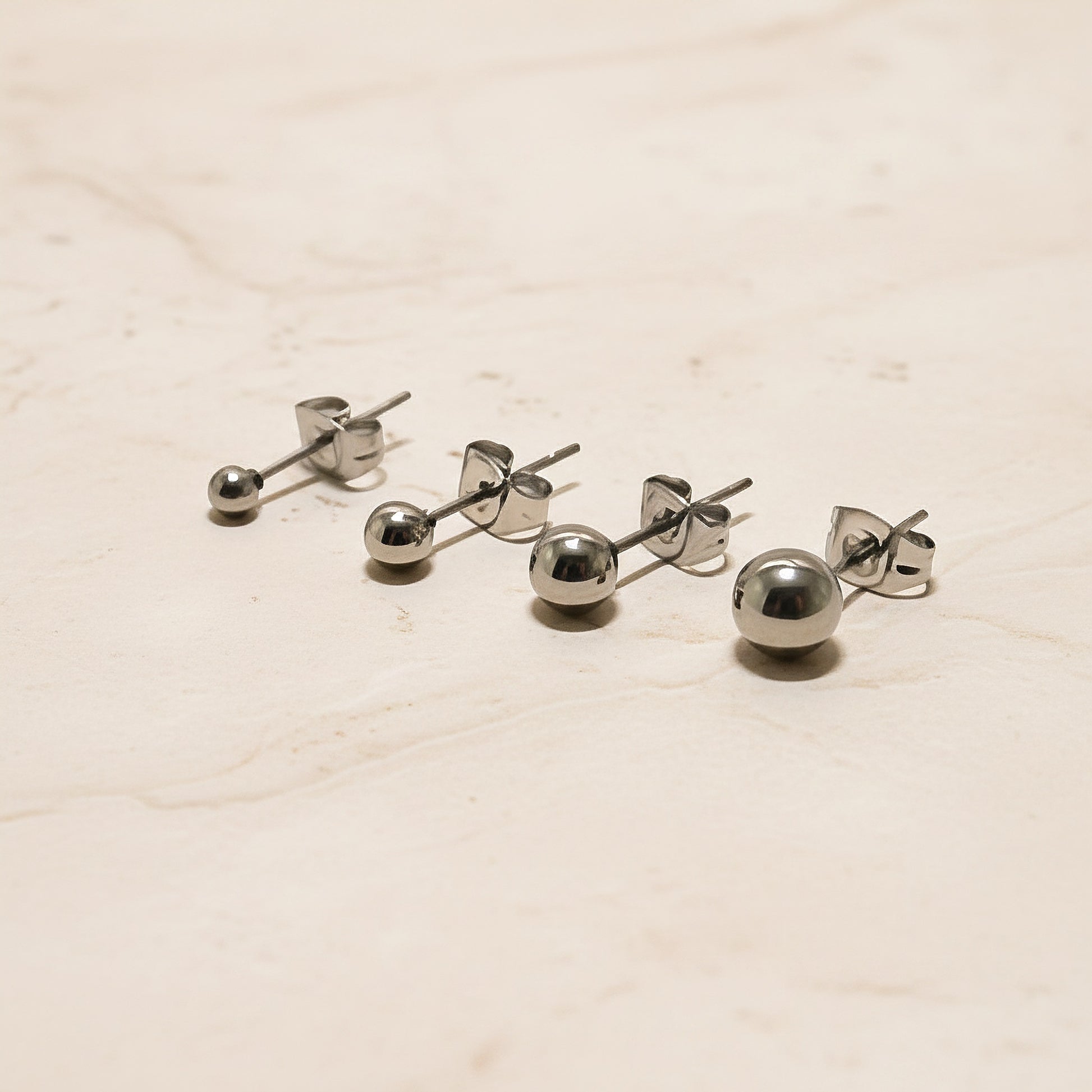 Ball Surgical Steel Earring Studs, 2 pc - detail view 1 (SG.594)