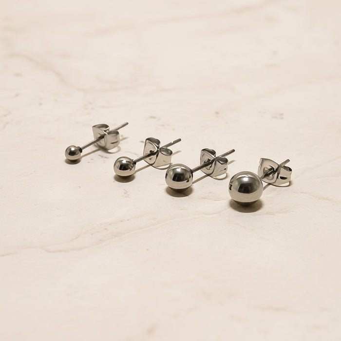 Ball Surgical Steel Earring Studs, 2 pc - detail view 1 (SG.594)