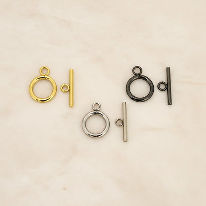 Round Ring & Bar Surgical Steel Toggle Clasp, 1 Set (SG.566)