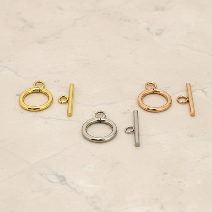 Round Ring & Bar Surgical Steel Toggle Clasp, 1 Set (SG.566)