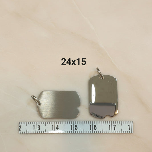Dog Tag Surgical Steel 24x15mm Pendant, 2 Pc (SG.134)