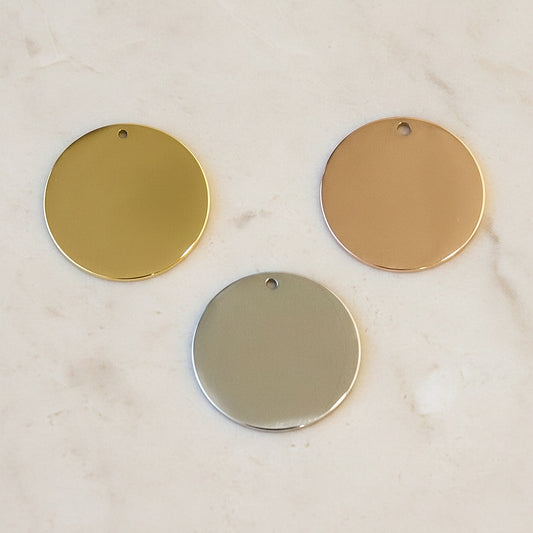 Round Surgical Steel 30mm Pendant, 1 pc (SG.511)