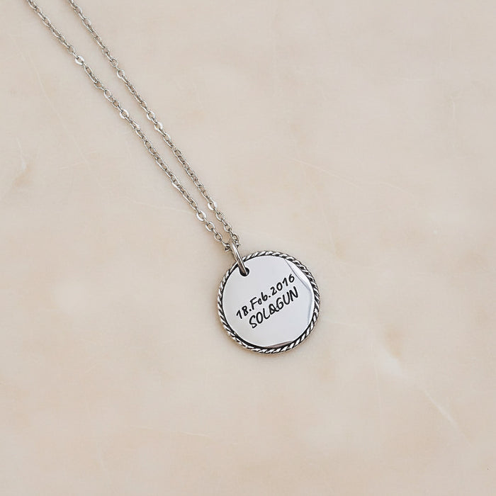 Round Surgical Steel 11mm Disc Pendant, 2 Pc - Silver ENGRAVING (SG.028)