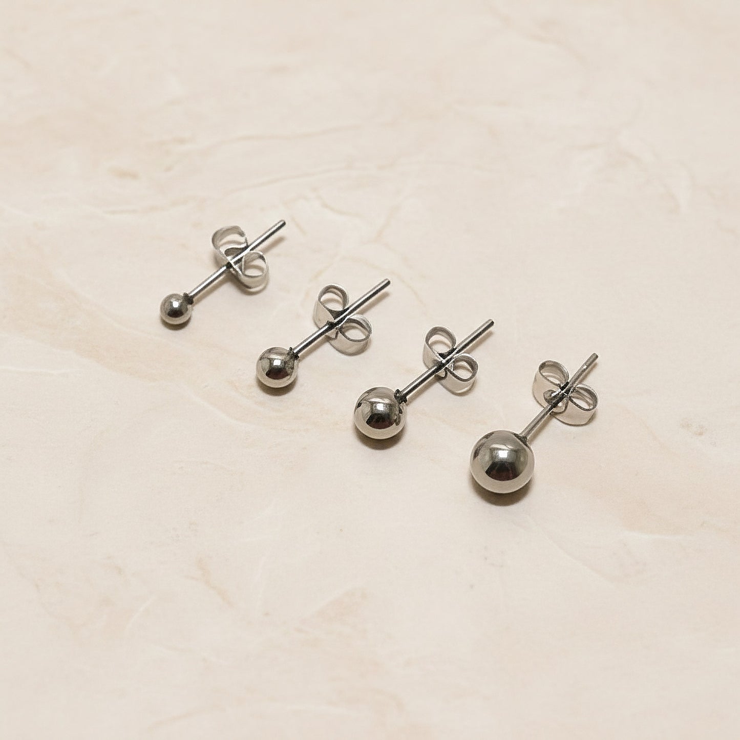 Ball Surgical Steel Earring Studs, 2 pc - detail view 2 (SG.594)