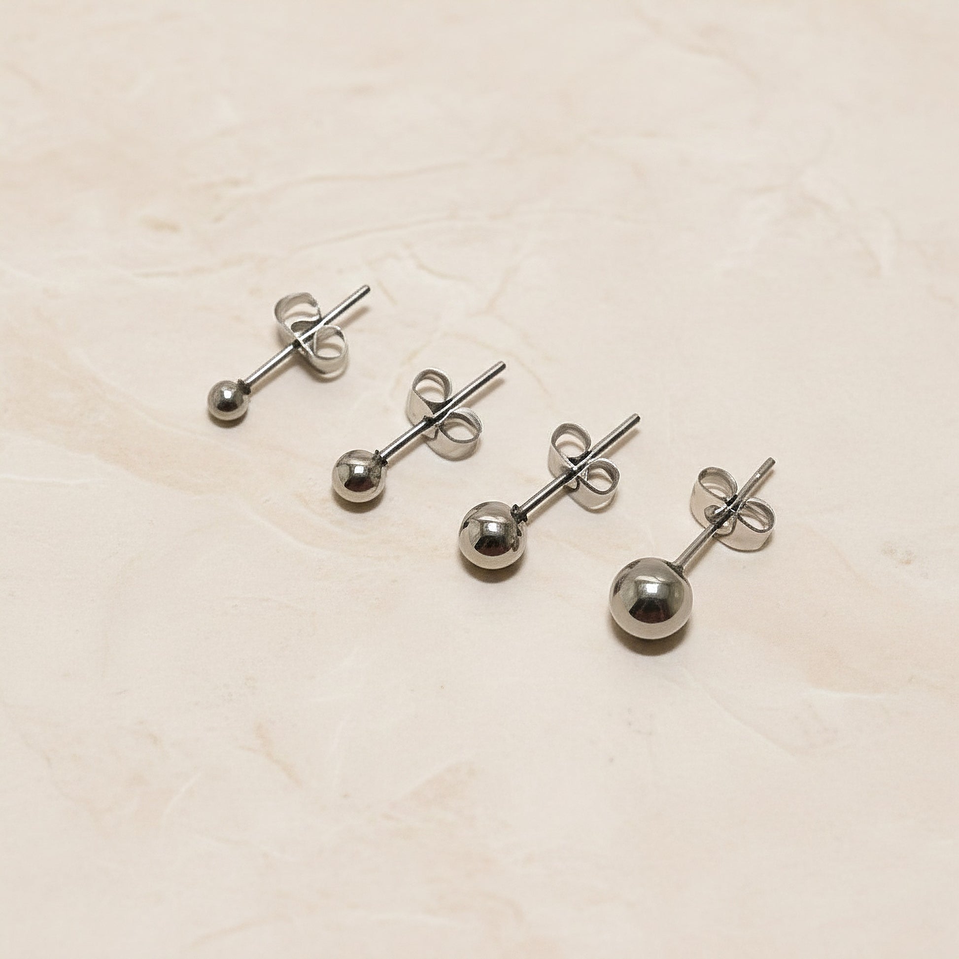 Ball Surgical Steel Earring Studs, 2 pc - detail view 2 (SG.594)