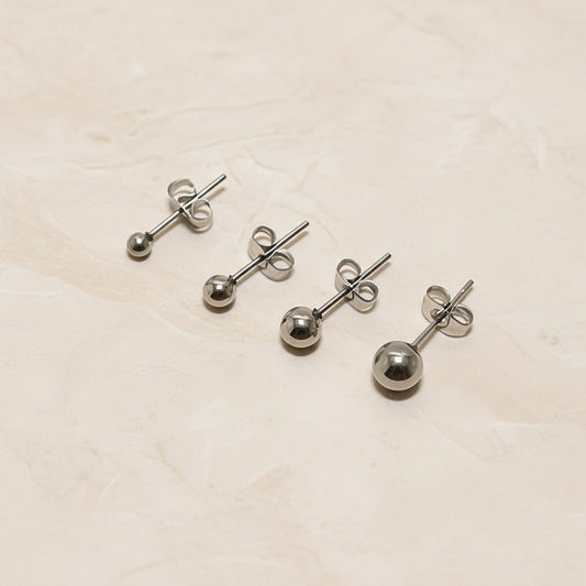 Ball Surgical Steel Earring Studs, 2 pc (SG.594)