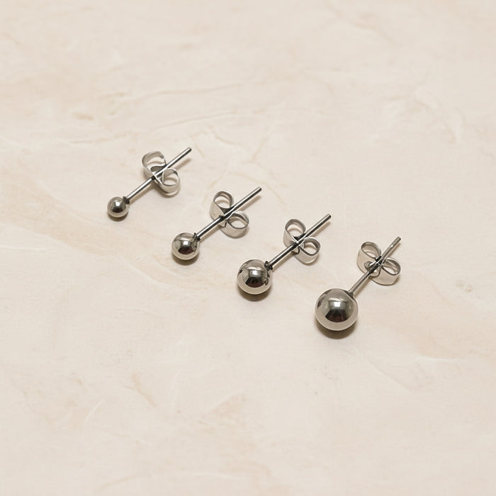 Ball Surgical Steel Earring Studs, 2 pc - detail view 2 (SG.594)