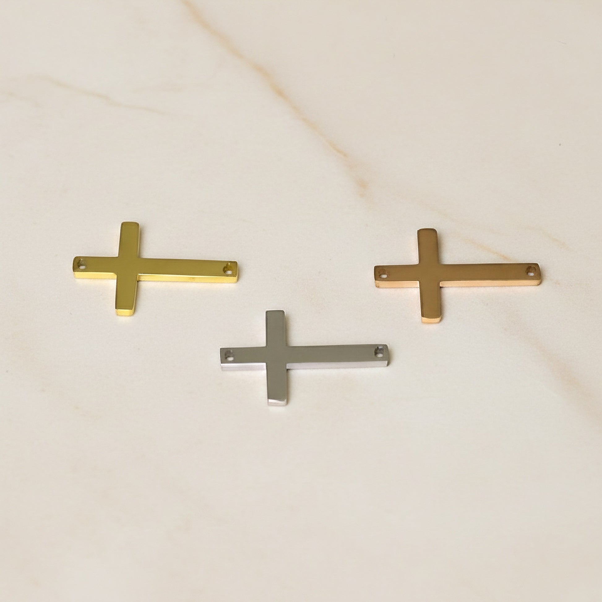 Sideways Cross Surgical Steel Connector, 1 pc - detail view 1 (SG.530)