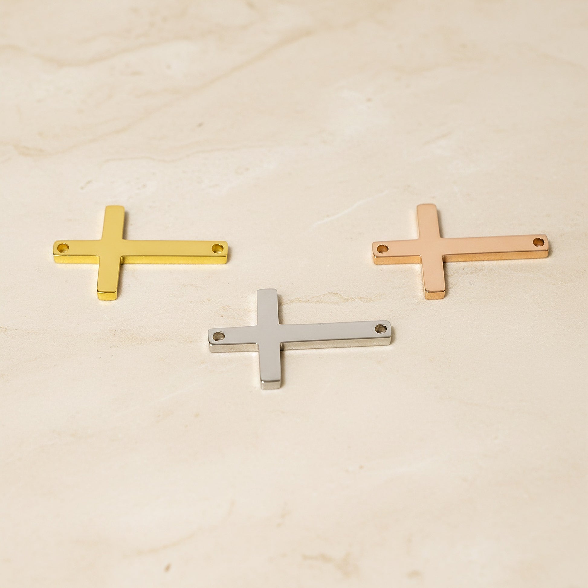 Sideways Cross Surgical Steel Connector, 1 pc - detail view 2 (SG.530)