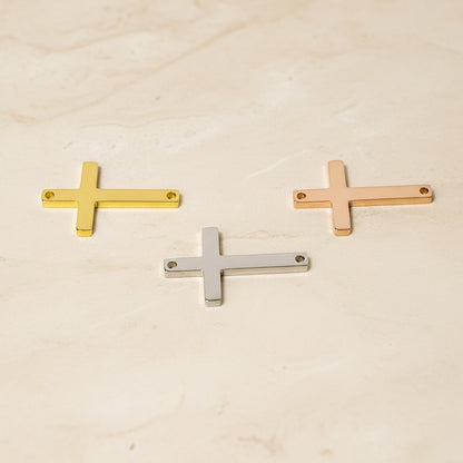 Sideways Cross Surgical Steel Connector, 1 pc - detail view 2 (SG.530)