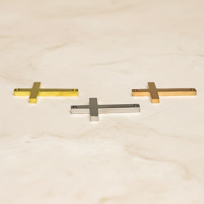 Sideways Cross Surgical Steel Connector, 1 pc - detail view 3 (SG.530)