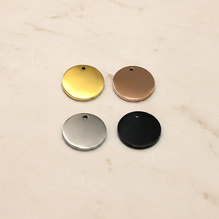 Round Surgical Steel 15mm Disc Pendant, 1 pc - detail view 1 (SG.506)