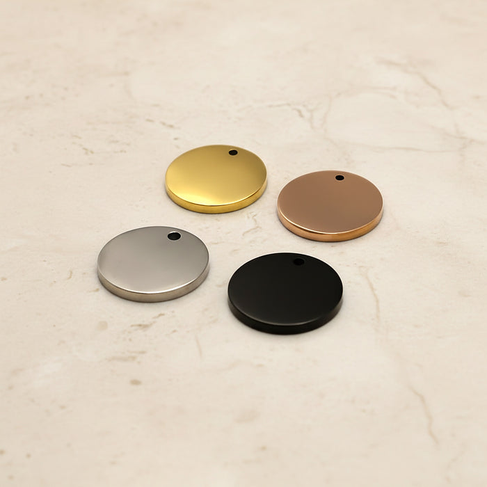 Round Surgical Steel 15mm Disc Pendant, 1 pc - detail view 2 (SG.506)