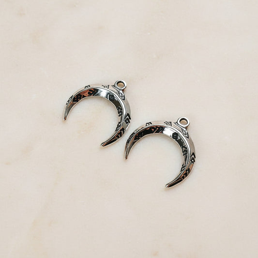 Moon Ox Horn Surgical Steel Pendant, 2 Pc (SG.041)