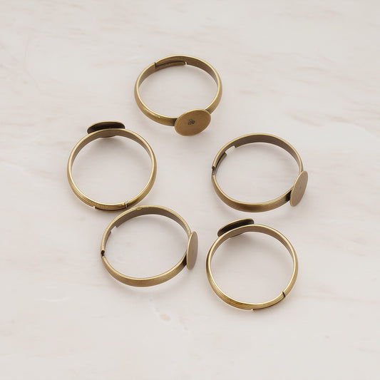 Antique Brass Pad Adjustable Ring Base, 6 Pc (BA.002-01)