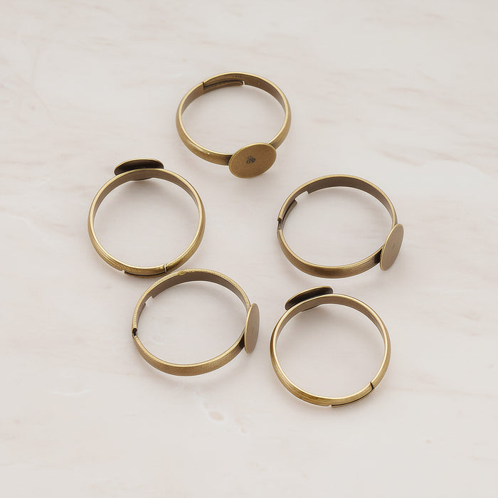 Antique Brass Pad Adjustable Ring Base, 6 Pc (BA.002-01)