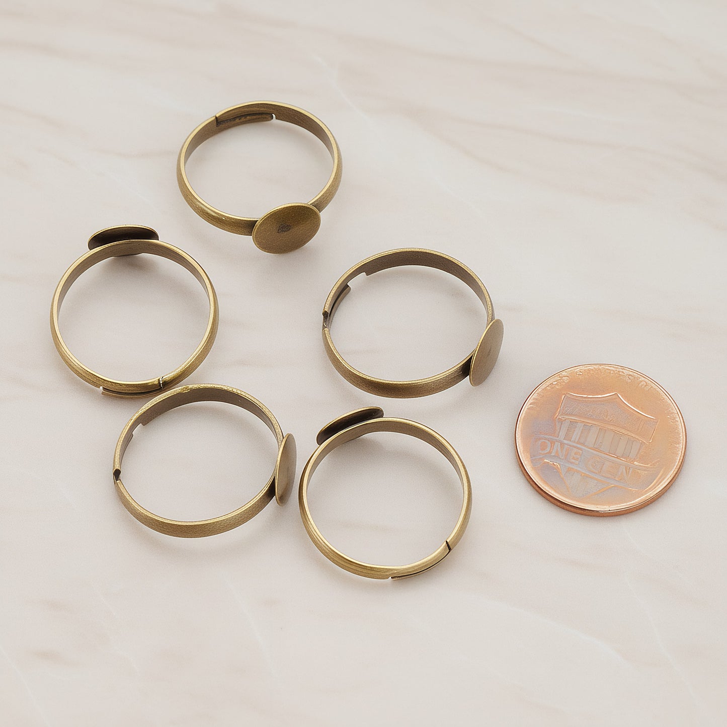 Antique Brass Pad Adjustable Ring Base, 6 Pc (BA.002-01)