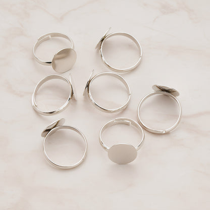 Rhodium Plated Flat Pad Adjustable Ring Base, 4 Pc (BA.002-02)