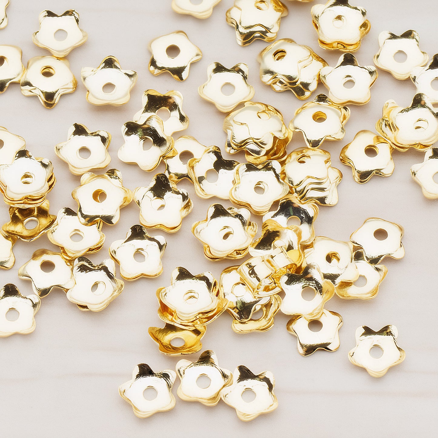 Glossy Gold Flower Bead Cap, 20 Pc (BA.005)