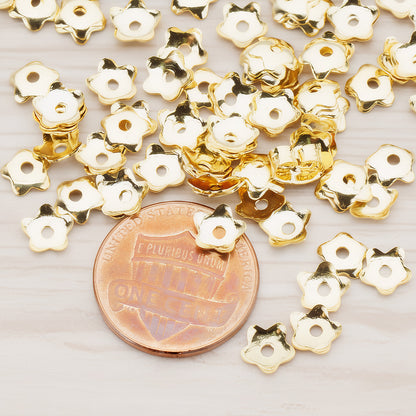 Glossy Gold Flower Bead Cap, 20 Pc (BA.005)