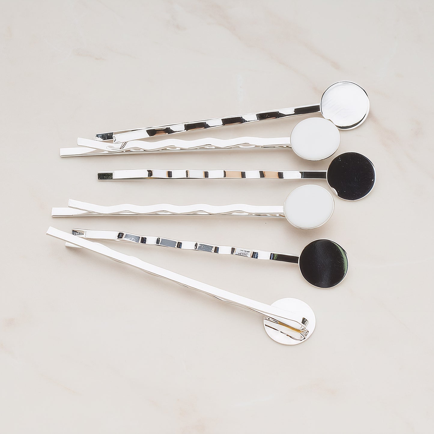 Round Pad Bobby Pin Hair Clip Base, 6 Pc (BA.090)