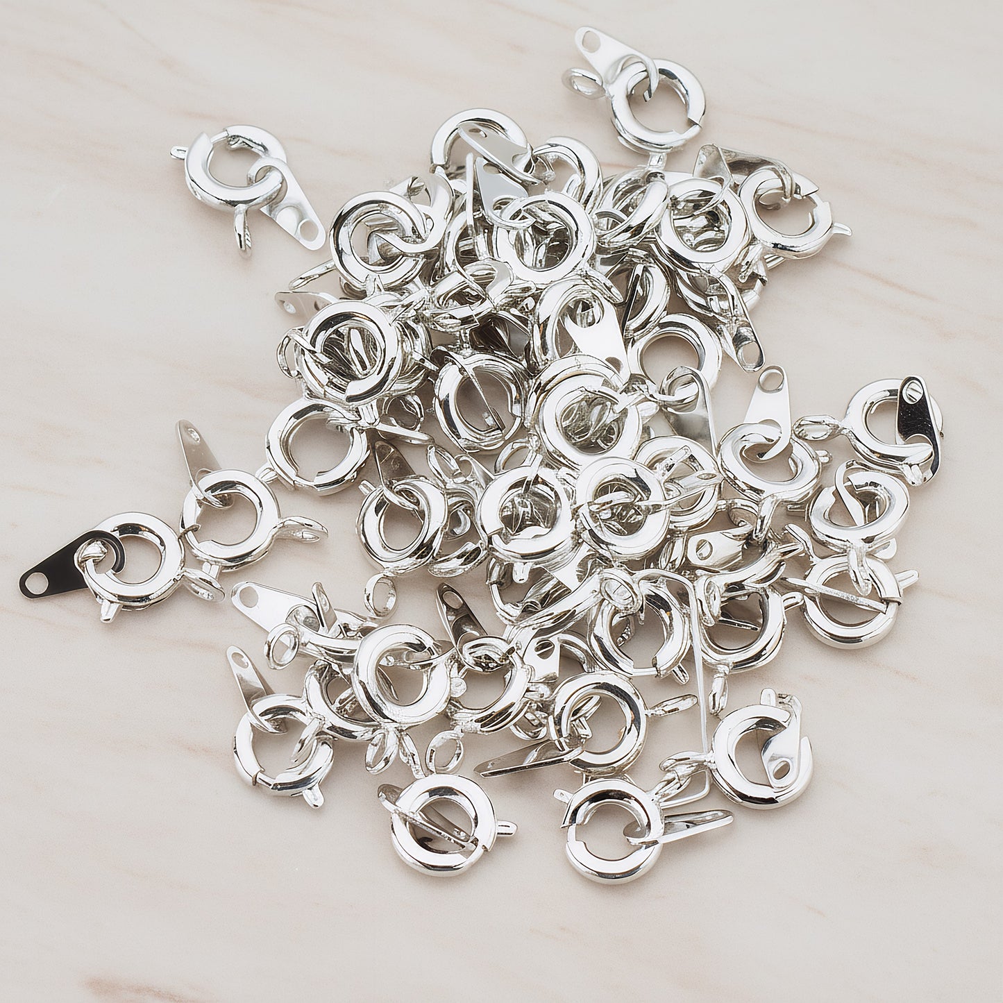 Gold Plated Round Spring Ring Clasps with Bar, 12 Sets (BA.109)