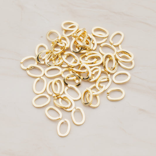 Gold Glossy Plated Oval Open Jump Rings, 20 Pc (BA.110)