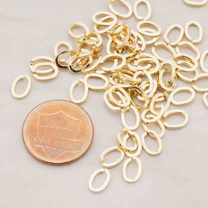 Gold Glossy Plated Oval Open Jump Rings, 20 Pc (BA.110)
