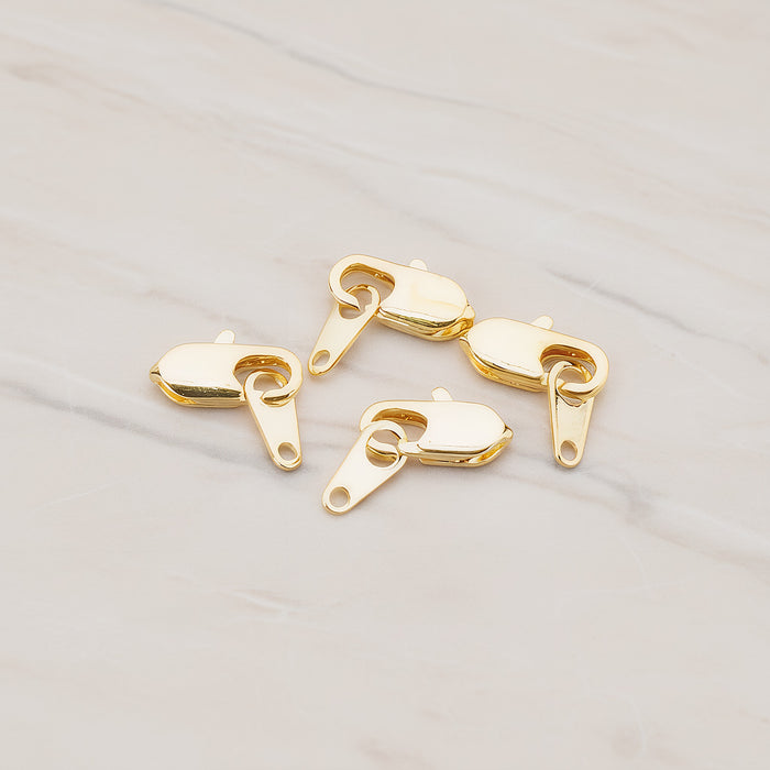 Gold Mini Lobster Clasp and Bar Set, 4 Sets (BA.131)