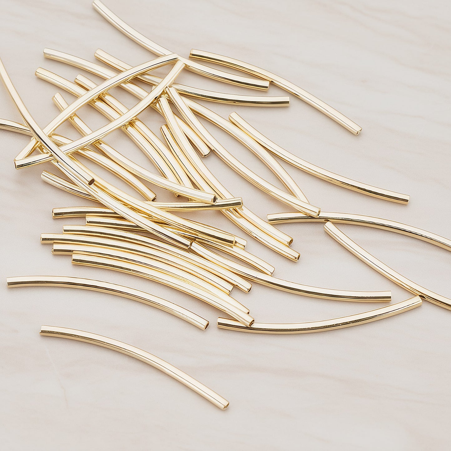 Curved Tube Metal Beads, 10 Pc (BA.170)