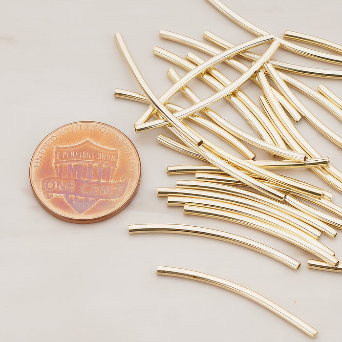 Curved Tube Metal Beads, 10 Pc (BA.170)
