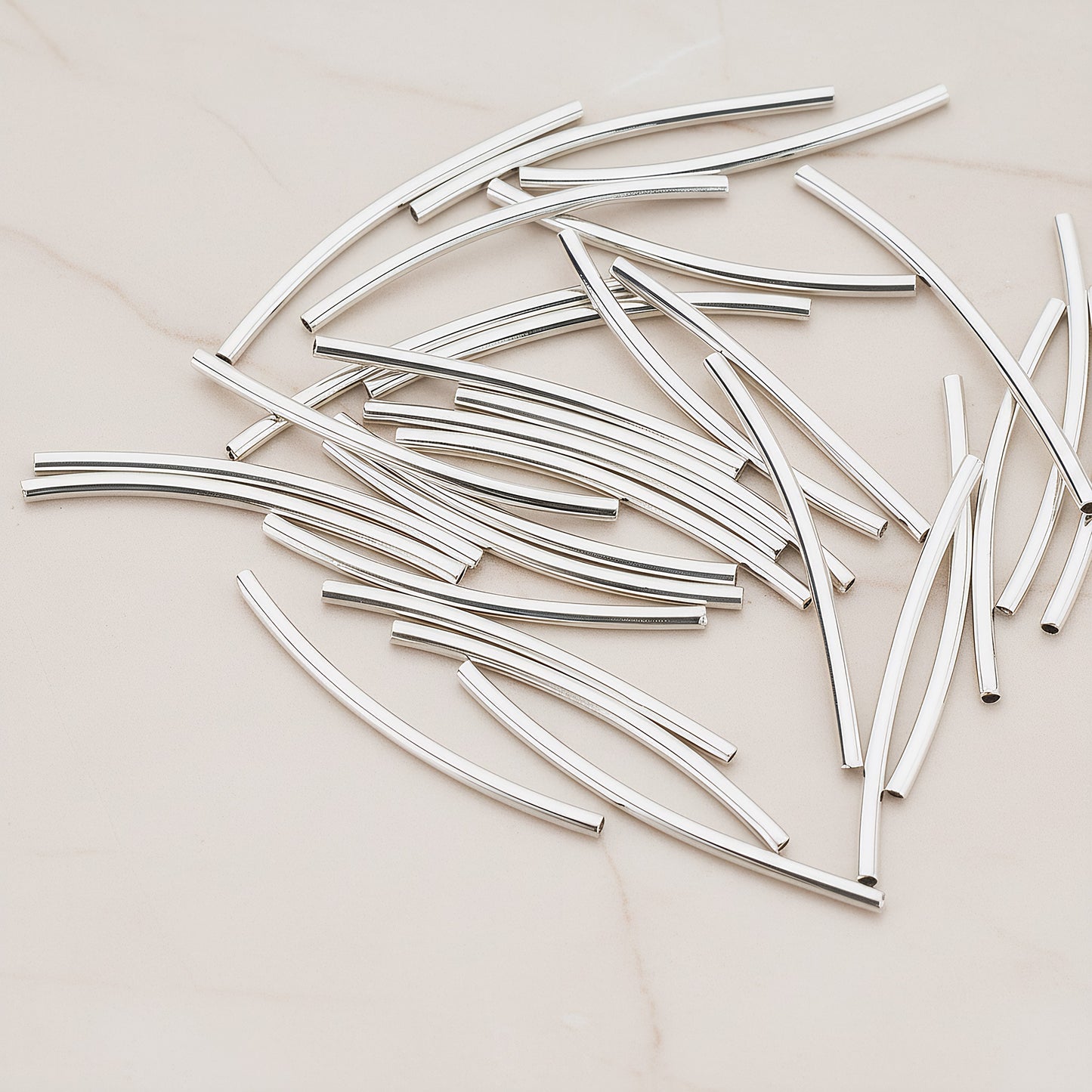 Curved Tube Metal Beads, 10 Pc (BA.170)