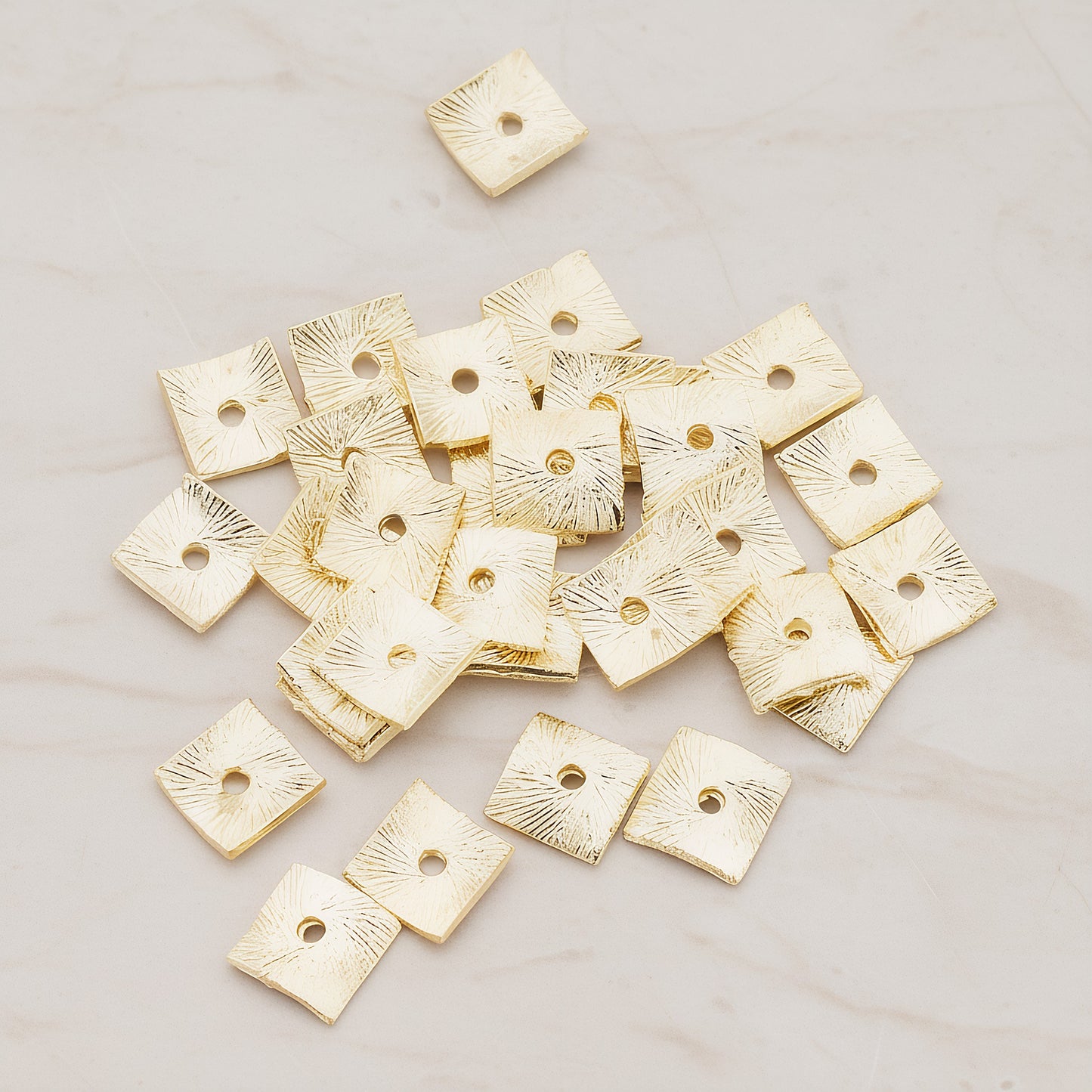 Curved Square Spacer Beads, 8 Pc - Glossy Gold (BA.178)