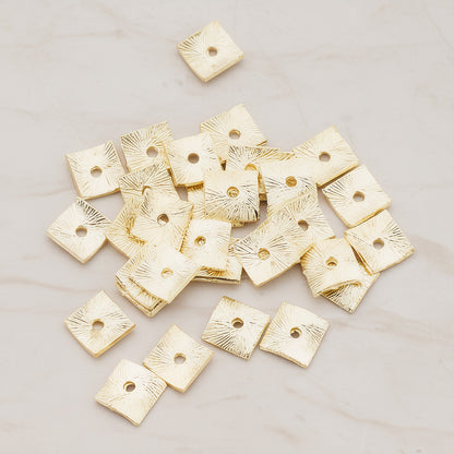 Curved Square Spacer Beads, 8 Pc - Glossy Gold (BA.178)
