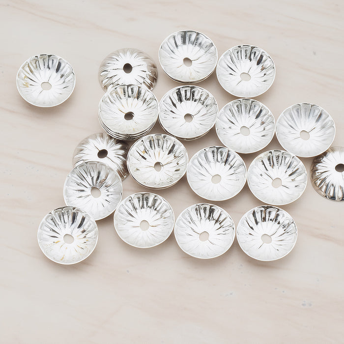 Round Floral Bead Cap, 30 Pc (BA.179)