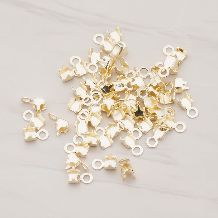 Fold Over Cord End Tips With Loop, 20 Pc (BA.207)