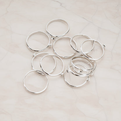 Rhodium Plated Adjustable Pad Ring Base, 4 Pc - Glossy Original Rhodium (BA.212)