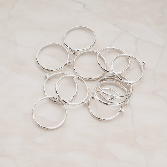 Rhodium Plated Adjustable Pad Ring Base, 4 Pc (BA.212)
