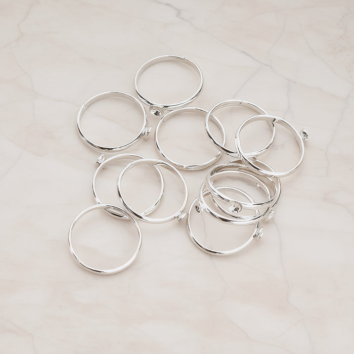Rhodium Plated Adjustable Pad Ring Base, 4 Pc - Glossy Original Rhodium (BA.212)